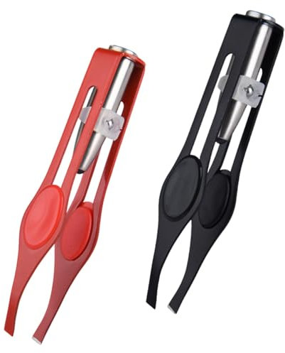 Pince à épiler LED éclairante, Pince à sourcils en acier inoxydable pour maquillage, Outil de précision pour sourcils et cils – 2 pièces