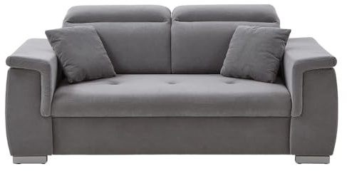 Generisch Sofa 2-Sitzer - Hellgrau - Webstoff - mit Kopfteilverstellungen