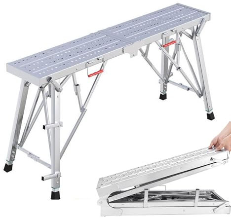 TYHAYJYK Ponteggio Pieghevole, Piattaforma di Lavoro con Altezza di Sollevamento Regolabile, ponteggio Portatile, Scala per verniciatura, Riparazione, cartongesso, Lavaggio Auto