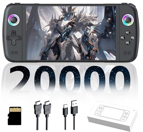 M27 Console Portatile Console di gioco portatile 21000+ Giochi,30+ Emulatori,Sistema EmuELEC,1024*600P Schermo IPS da 7 pollici console di videogiochi retrò,30+ Lingua,3000mAh,Plug and Play (64G)
