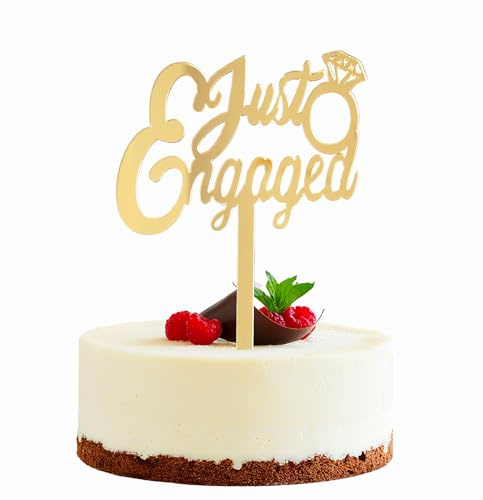 HSC Engagement Party Decorations, Engagement Cake Topper, Just Engaged Cake Topper, Gold Acrylic Wedding Cake Decoration