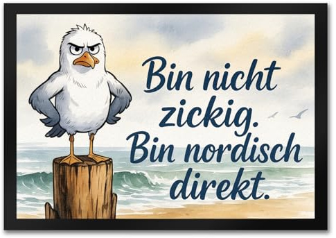 speecheese Möwe am Strand Fußmatte in 35x50 cm mit nordischem Humor lustiger Türvorleger mit Spruch für Küstenflair