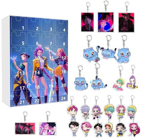 Gsnoniwi K pop Adventskalender 2025, Anime Adventskalender mit 24 Schlüsselbund, Weihnachts Advents Kalender für Kinder Erwachsene