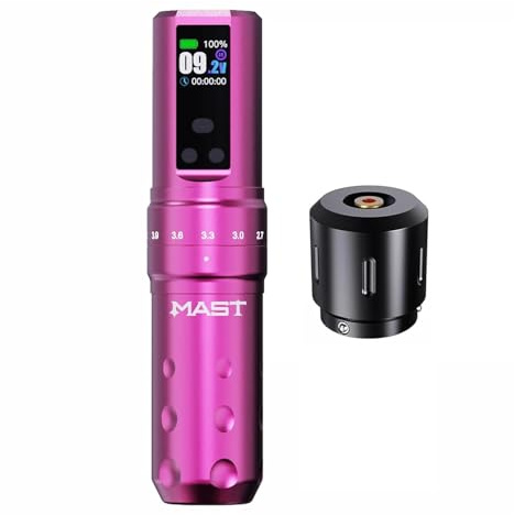 Mast Fold2 Pro Stylo Sans Fil Machine de Tatouage Rotative, Moteur Mcore | 7 Coups Longueur, 2000mAh Batterie, Smart Display Screen, Pour Les Artistes, Rose