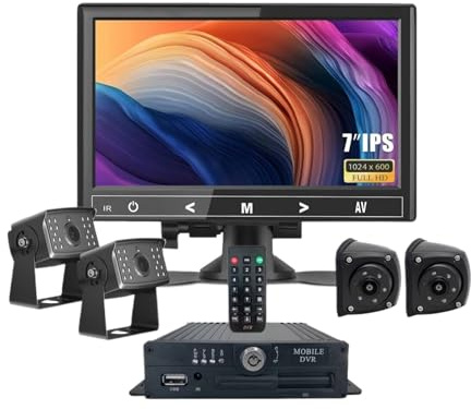IPS-Bildschirm-VGA-Monitor mit DVR-Recorder, Vorder- und Rückfahrkameras, Trickbus, 4 PIN AHD 1080P, 7, 12-36V(256G)