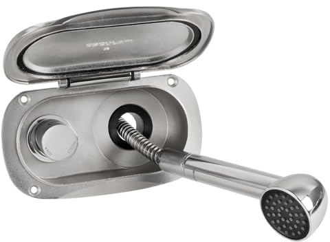 wellenshop Deckdusche Elissa mit Keji-Duschkopf aus Edelstahl AISI 316 | Korrosionsbeständig | Selbsttragend | Gedämpft | Langlebig | Für Marine | 175 × 105 mm | Farbe: silber | Mischbatterie