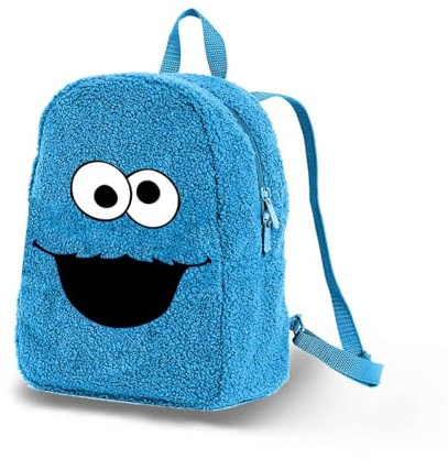 KARACTERMANIA Sesamstraße Krümelmonster Face-Plush Rucksack, Blau, 22 x 27 cm, Kapazität 7 L