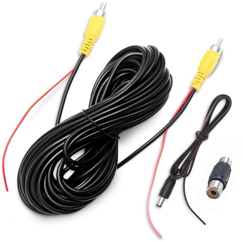 Medrialife 10m Verlängerungskabel Rückfahrkamera Kabel RCA Video Kamera Kabel doppelt abgeschirmt mit gelber RCA Buchse zu Buchse und Stromleitung für Monitor Auto PKW LKW