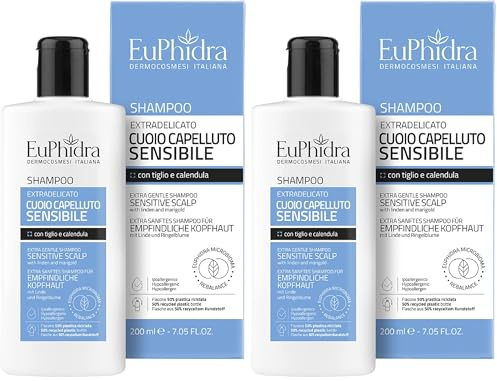 Euphidra, Shampoo Extradelicato Cuoio Capelluto Sensibile, Flacone 200 ml, con Tiglio, Calendula e Sarcosina per Cute Alterata, Stressata e Pruriginosa, Senza SLES, Siliconi e Parabeni