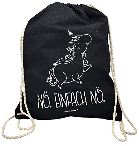 younikat Einhorn Turnbeutel I ca. 37 x 46 cm I Sportbeutel Umhänge-Tasche in schwarz Baumwolle zum Umhängen Zuziehen für Mädchen Kinder Teenager I dv237