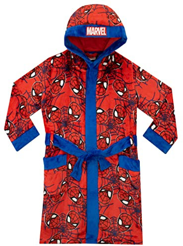 Marvel Spiderman Bademantel | Morgenmantel Jungen Mit Kapuze | Spidey Kinderbademantel Junge | Offizielle Spider-Man Merchandise 110