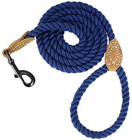 Mile High Life Guinzaglio Cane in Corda Intrecciata con Inserti in Cuoio e Aggancio Robusto in Metallo