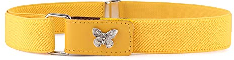 Ladeheid Kinder Gürtel Ohne Schnalle Elastischer Kindergürtel für Jungen und Mädchen 1-6 Jahre 34-65 cm P15G (Gelb/Schmetterling)