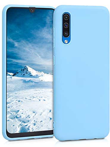 kwmobile Housse Compatible avec Samsung Galaxy A50 Coque - Housse de téléphone Protection Souple en Silicone - Bleu Pastel