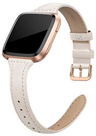 EDIMENS Echtlederarmband kompatibel mit Fitbit Versa 2/Fitbit Versa Lite & SE/Fitbit Versa, schlankes Ersatzarmband aus Leder für Versa Frauen Männer