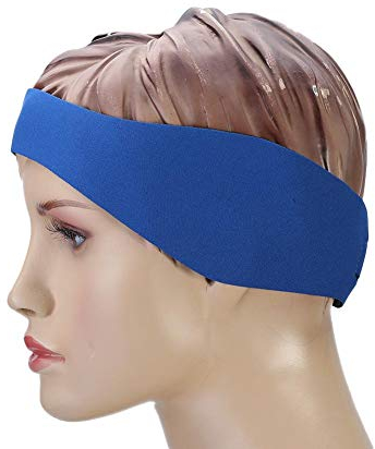 Diadema de natación, protección de los oídos guardapelones de neopreno ajustable para adultos y niños (M Bleu)