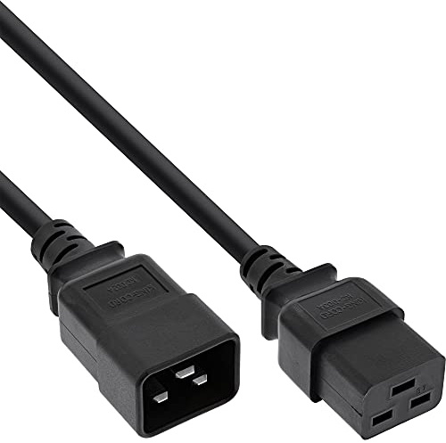 InLine Kaltgeräteverlängerung C19 auf C20 16 A, IEC 60320 Verlängerungskabel, Stromkabel schwarz, 0,30 m, 16641J