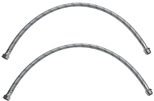 AERZETIX - C51087 - Lot de 2 Flexibles d'alimentation sanitaires 600mm 3/8'' mâle/femelle - flexible de raccordement de robinetterie/salle de bain/cuisine/cumulus - tuyau de raccordement flexible