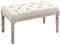 HOMCOM Banc Banquette Classique capitonné 80cm Bout de lit Rembourrée en Lin - Bois d'hévéa sculpté, patiné - Beige