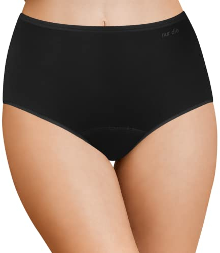 Nur Die Alles Unbeschwert Taillenslip saugstarke diskrete Hygienewäsche waschbar & wiederverwendbar aus Baumwolle Damen, schwarz, S