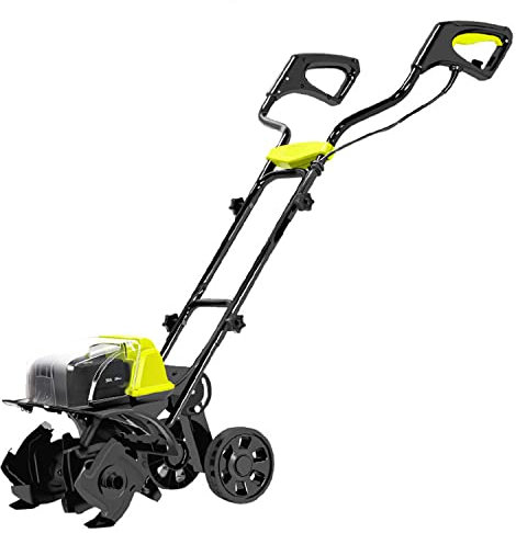 Micro Electric Tiller, Portable Scarifier, Lithium Battery Agricultural Rotary Machine, Cordless Ditching Plough Tiller for Garden, Field, Lawn