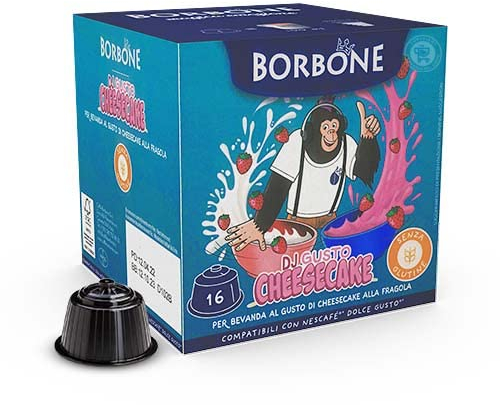 Borbone 64 Cápsulas Café Borbone compatibles con Nescafe Dolce Gusto Bebida Cheesecake Chocolate Blanco Fresa - El Emporio del Café