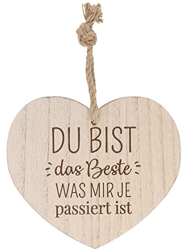 Spruchreif | Deko Herz mit Gravur | Holzherz mit Gravur | Herz mit Spruch | Shabby Chic | Wanddeko Herz Paare | Hochzeitstag | Du bist das Beste was Mir je passiert ist