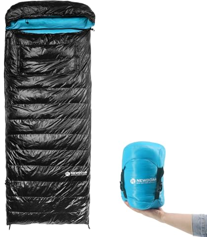 NewDoar Ultraleichter Camping-Schlafsack 800FP Weiße Entendaunen Frühling Sommer Outdoor Herbst Mumienschlafsack für Wandern Zelt (Entendaunen tragbar)