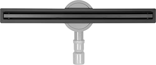 Duschrinne Bodenablauf Ablaufgarnitur Edelstahl SLIM BLACK Flach Siphon mit Geruchsstop Größen 50 60 70 80 90 cm Ablaufrinne Duschablaufrinne Befliesbar, Länge:Duschrinne SLIM BLACK 60cm