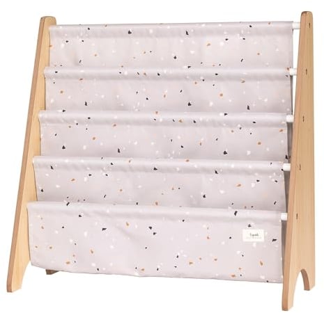 3 Sprouts Kinder Bücherregal aus Holz – Montessori Regal für Kinderzimmer - Terrazzo Hellgrau