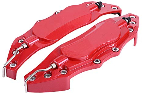ERS, Bremssattelabdeckungen, Bremse + Bremssattel + Abdeckung, Bremssattelabdeckungen 2 Stück Auto Aluminium Bremssattel Schutzabdeckung für Radnabe 16-17 Zoll Medium (Rot)