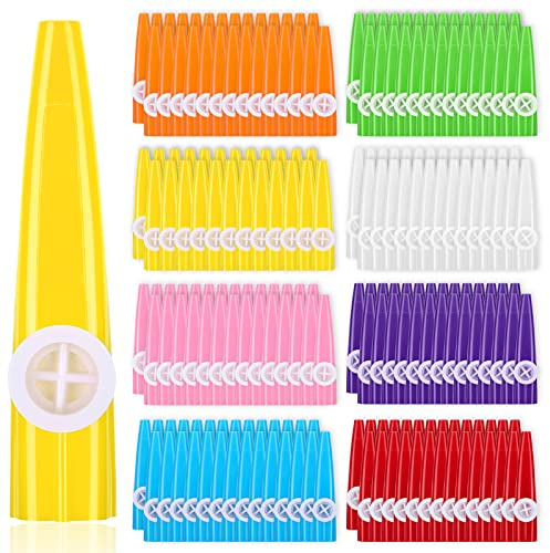 Boao 200 Pcs Plastic Kazoos Bulk, Kazoos for Adults Kids, 8 Colors