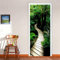 3D Forêt Bois Pont Escaliers Paysage Sticker Mural De Porte Sticker De Porte Autocollant Poster Papier Peint Art Mural Photo 90 X 210 Cm Décoration De Porte Amovible En Pvc Pour Salon Chambre Salle D