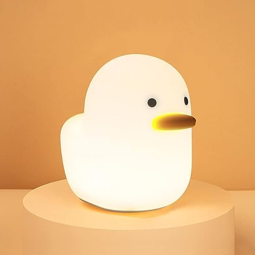 Cute Duck Night Lamp- LED Animal Soft Silicone Funny Nursery Kids Night Light Rechargeable Table Lamp Bedside Lamp Birthday Gifts for Baby Girls Women Bedrooms, Living Room