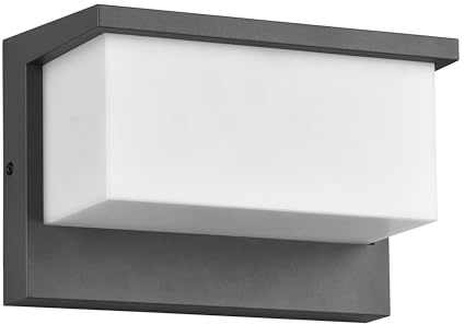 Trio Leuchten LED Außen Wandleuchte Nestos 240960142, Aluminium Druckguss Anthrazit, Schirm Kunststoff Weiß, inkl. 13 Watt LED