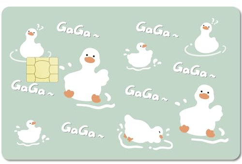 CREATCABIN 4 Stück Entenkarten-Aufkleber,GaGa Debit-Kreditkarten-Skins,Blume Abdecken,Personalisierende Bankkarten-Schutz,Abnehmbare Folie,Wasserfest,Keine Blasen,Für Bankkarten,7.3x5.4,(1) cm,Grün