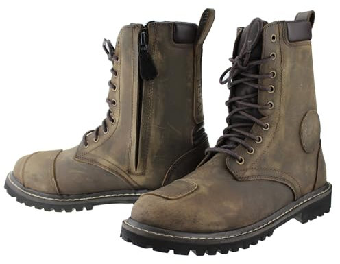 VPR Viper R30 Leather Motorcycle Touring Boots - Motorbike Riding Rugged Boot for Men CE Approved Waterproof - Reinforced Ankle Toe Protection Boot - Brown - 10 UK