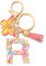 CHUQING Schlüsselanhänger Rosa,Anfangsbuchstaben Schlüssel Anhänger mit Schmetterlings Quasten,Schlüsselanhänger Buchstabe,Schlüsselanhänger Schmetterlinge Geschenk