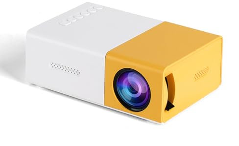 DFZHiuat Mini Projector YG300 Portable LED Full HD 1080P Home Theater Movie Projector, Wireless Screen Mirroring, HDMI, Yellow White