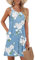 AUSELILY Dresses for Women UK Beach Cover Up Tank Dress Casual Vacation Short Summer Halter Dresses with Pockets Floral Light Blue M