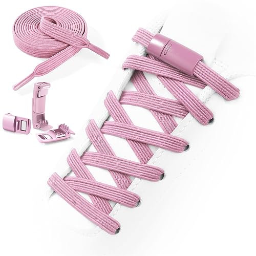 Shecret Cordones Elásticos, Cordones con Cierres Magneticos Metal, Cordones Elásticos Sin Nudo, Cordones Universales Ajustables para Zapatillas de Deporte, Zapatos Deportivos, Niños y Adultos, Rosa