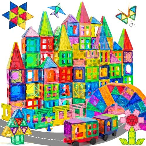 AQXONG 136Pcs Magnetische Bausteine Spielzeug, Magnetisches Bauspielzeug, Puzzle Baustein Spielzeug, Magnetisches Konstruktions Spielzeug für Kinder, Geeignet für Jungen und Mädchen ab 3 Jahren