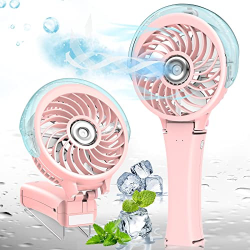 Mini Ventilateur de Brumisation, Ventilateur USB Portable avec Batterie 3000mAh, Ventilateur à main avec réservoir d'eau de 40 ml, Petit Ventilateur de poche pour le bureau, la maison, les voyages