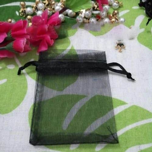 100 Stück/Los schwarze Organzabeutel mit Kordelzug, Schmuckbeutel, Geschenkverpackung, Weihnachten, Hochzeit, Verpackung, Geschenktüten und kleine Beutel, 30 x 40 cm, 1 Los (100 Stück)