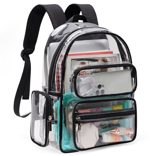 TINYAT Klarer Rucksack Holographic transparenter Rucksack Große Kapazität durchsichtige Taschen Stadiontauglich für Konzerte,Sport