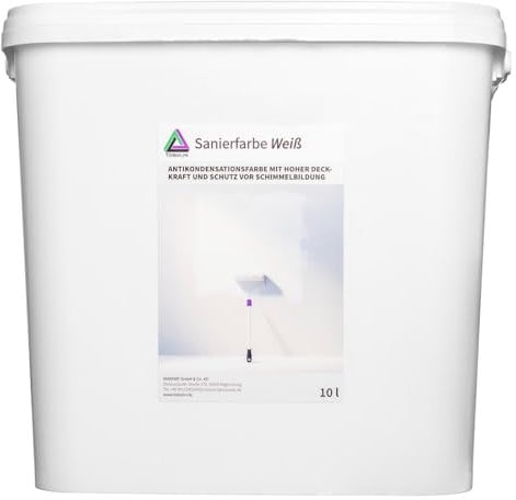 Tobolin Sanierfarbe Weiß 10 L - Antikondensationsfarbe zur Schimmelsanierung - Innenfarbe mit hoher Deckkraft und Langzeitschutz vor Schimmelbildung - Renovierungsfarbe nach Schimmelbefall