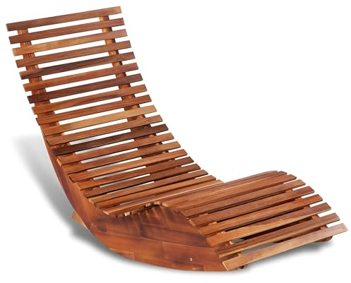 Primal Internet GmbH Premium Gartenliege Holz wetterfest | Bequemer Liegestuhl für draußen | Outdoor Sonnenliege rustikal | Balkonliege Holzliege Garten