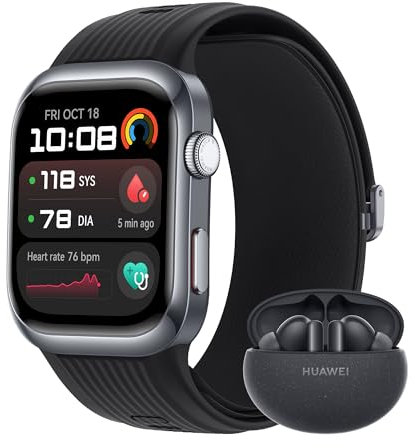 HUAWEI Watch D2 Black + FreeBuds 5i Black, Pantalla AMOLED de 1,82, Monitorización en Tiempo Real de la Presión Arterial, ECG, Monitorización Exhaustiva del Sueño, SpO2, Asistencia Sanitaria Familiar