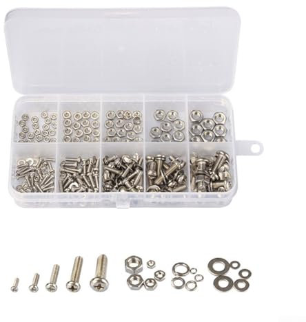 Set di 320 viti in acciaio inox, viti a esagono incassato esagonale, set di dadi rotondi a testa piatta, kit assortito
