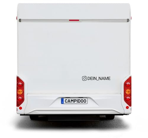 CAMPIDOO Fahrzeug Aufkleber Instagram Name | für Wohnmobil, Wohnwagen oder PKW, Fahrzeugaufkleber Spruch | Länge/Farbe: 50cm / Hellblau - 53